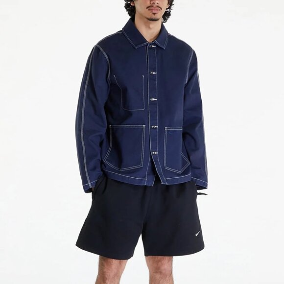 Nike Men's 100% Cotton Obsidian Streetwear Chore Loose fit Pocket Collared Coat - Picture 7 of 7